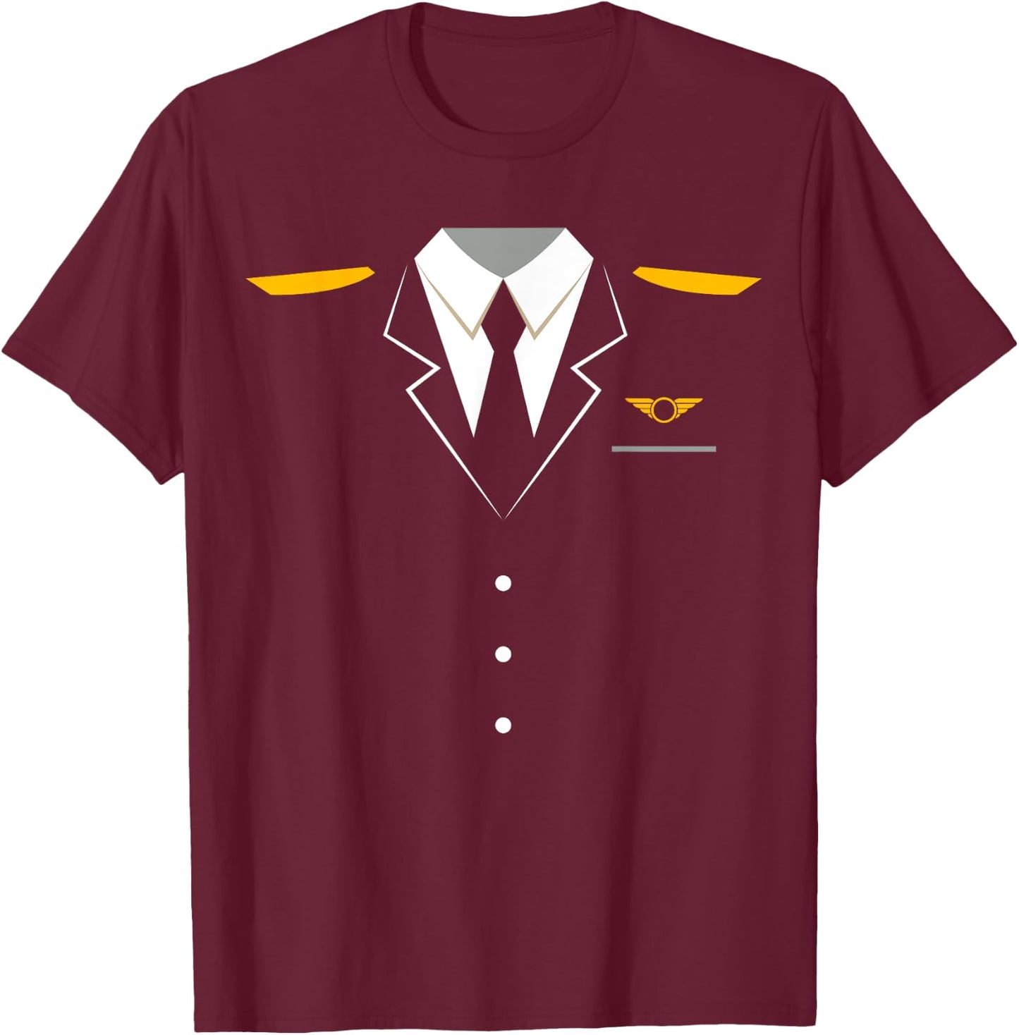 Airplane Pilot Uniform | Halloween Captain T-Shirt - T-Shirt | Maroon