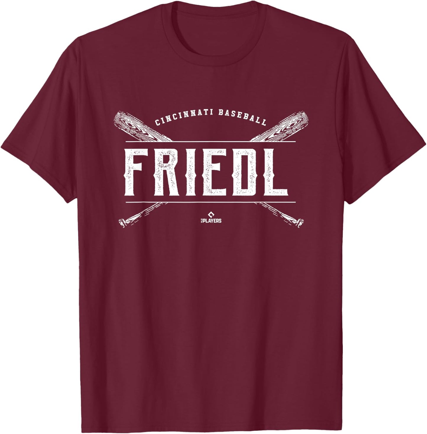 Vintage Baseball Bat Gameday TJ Friedl Cincinnati MLBPA T-Shirt - T-Shirt | Maroon