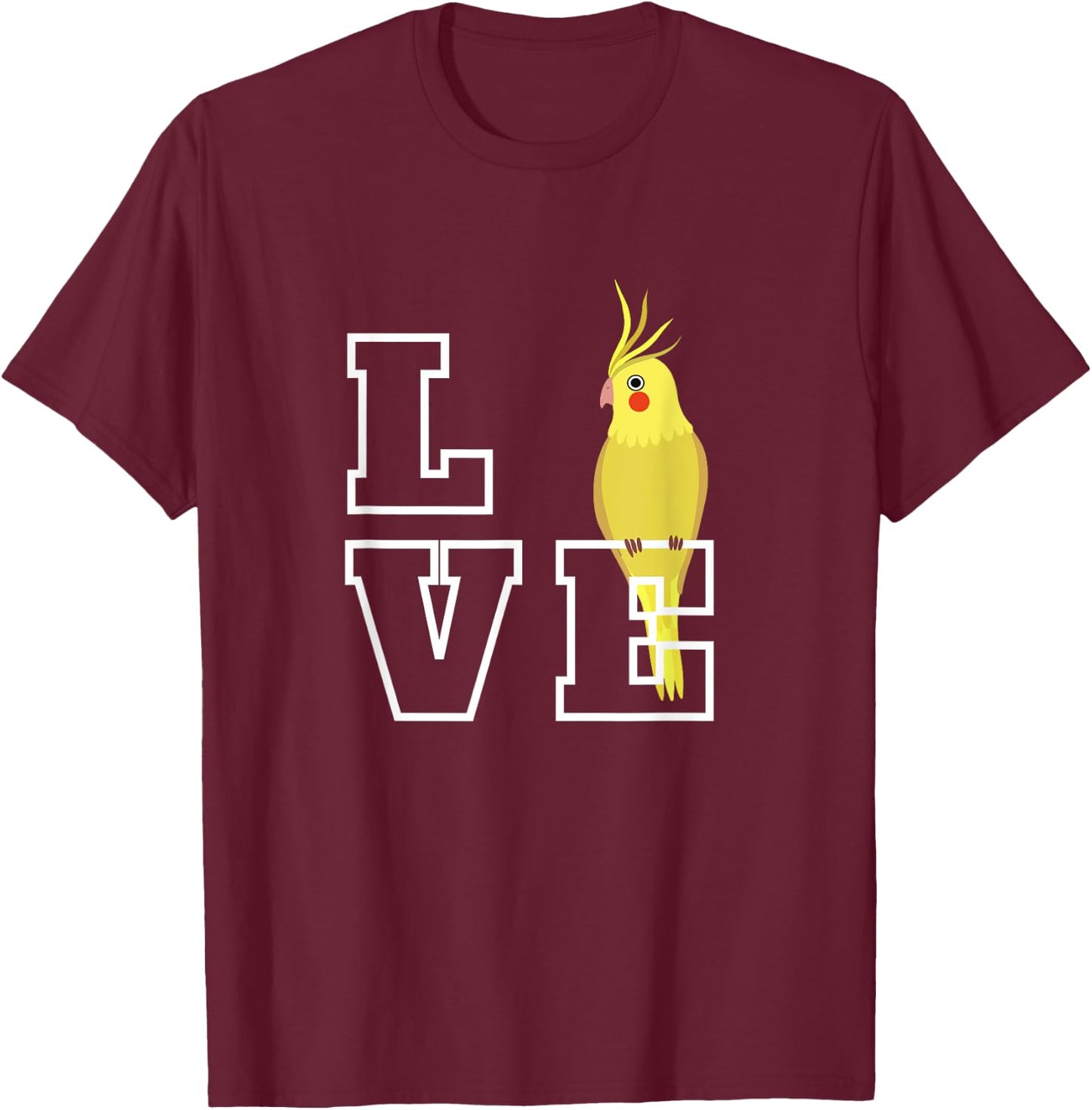 I Love My Cockatiel, Parrot | Pet Bird Lovers T-Shirt - T-Shirt | Maroon