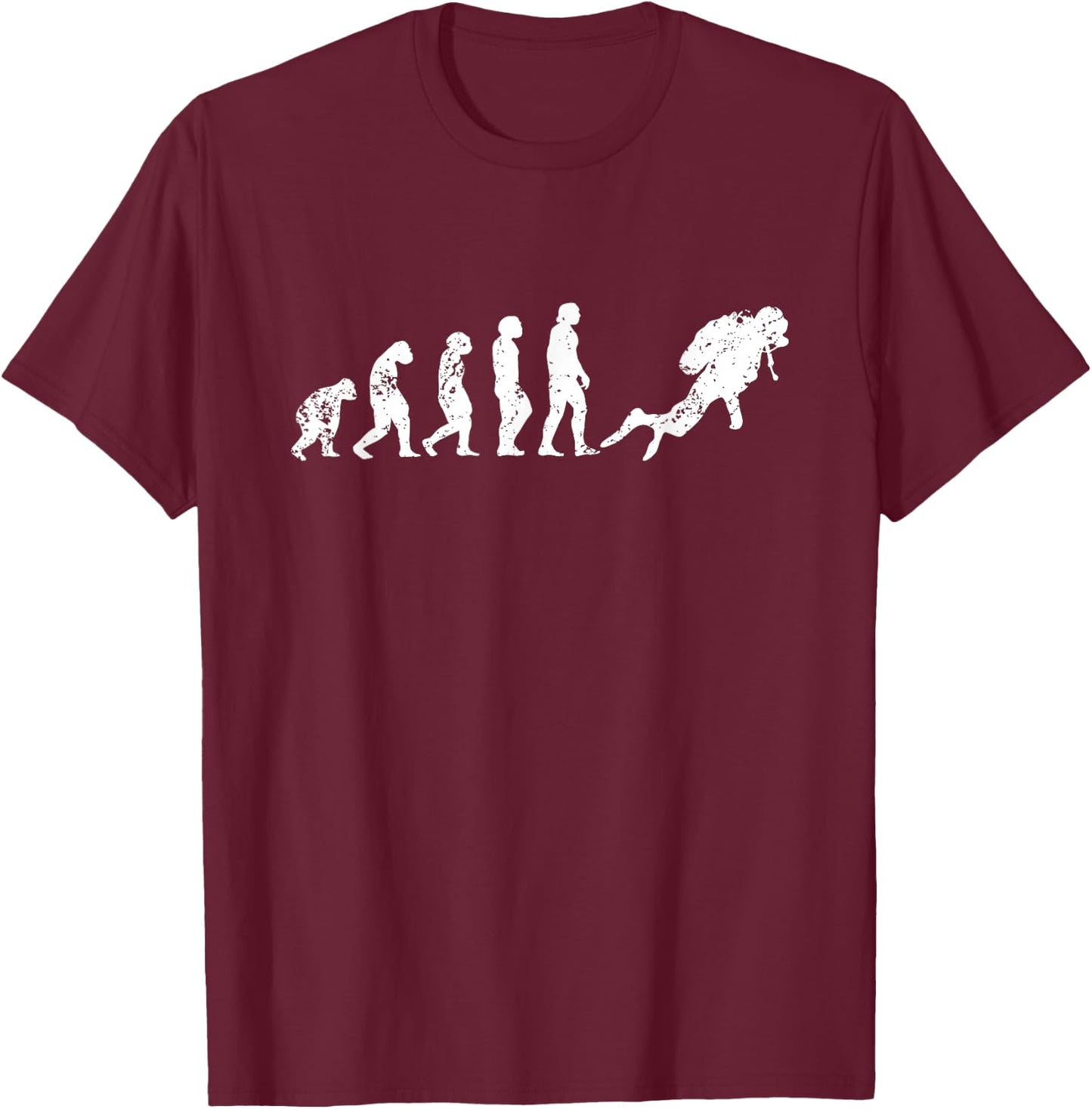 Evolution Of Scuba Diving Funny Monkey Ape Sea Dive Of Man T-Shirt - T-Shirt | Maroon