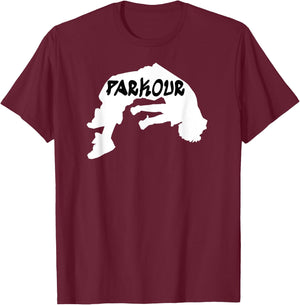 Parkouring Jumping Running Flipping Backwards T-Shirt - T-Shirt | Maroon