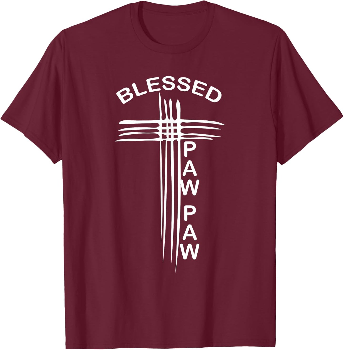 Blessed Paw Paw Grandpa Christian Cross Religious T-Shirt - T-Shirt | Maroon