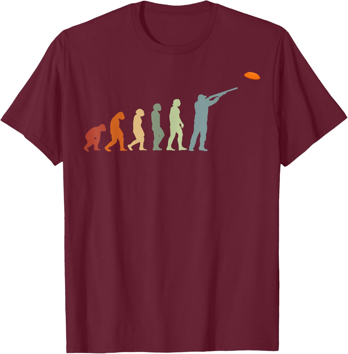 Evolution Clay Skeet pigeon shooting clay target Bird hunter T-Shirt - T-Shirt | Maroon
