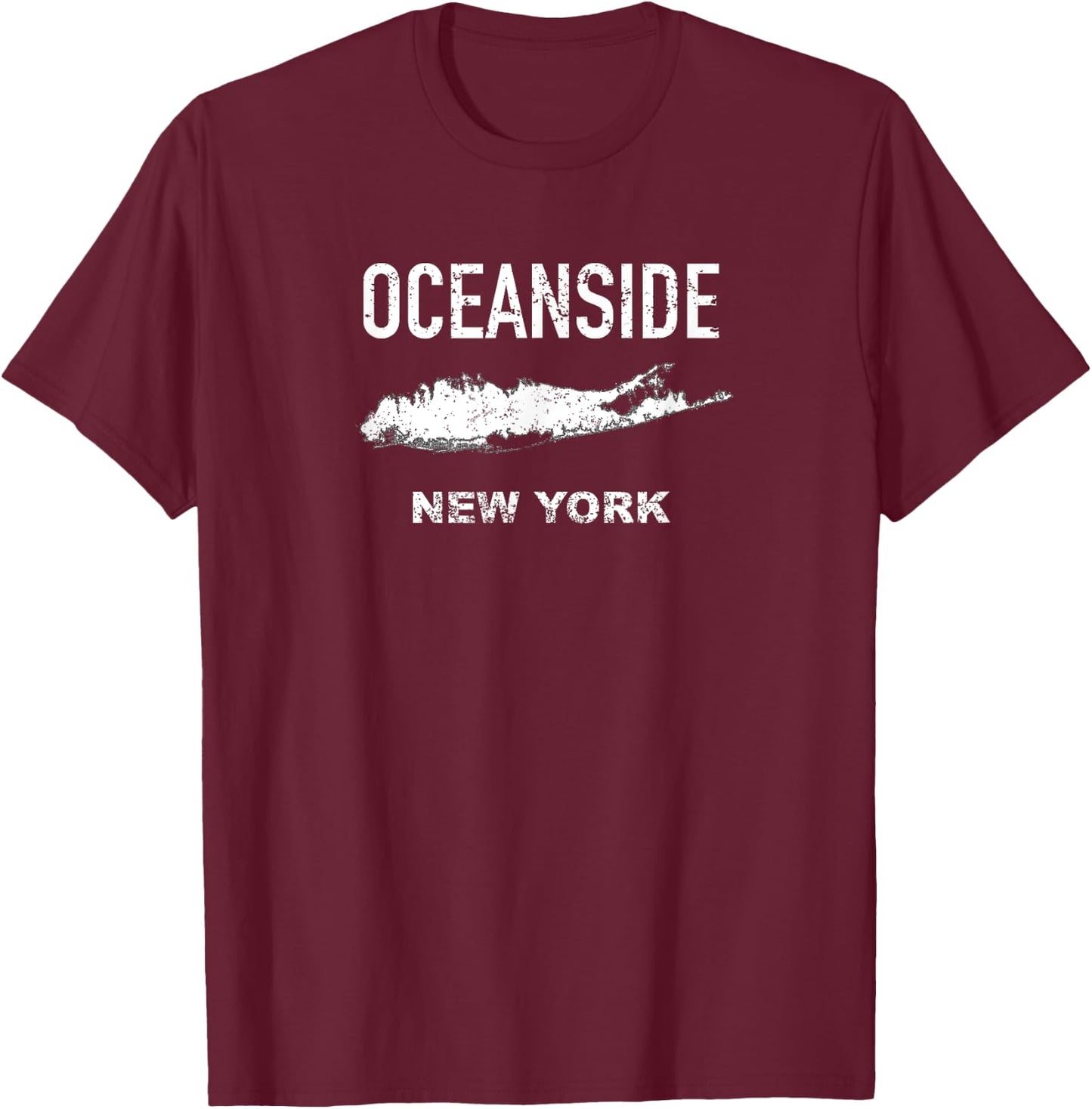 Vintage Oceanside Long Island New York T-Shirt - T-Shirt | Maroon
