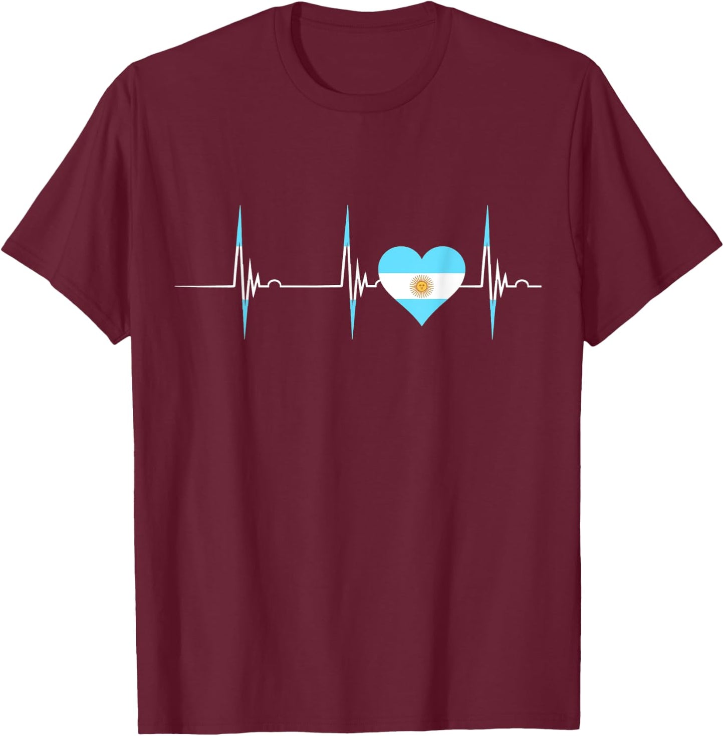 Argentina Heart Argentinian Heartbeat EKG Pulse Argentine T-Shirt - T-Shirt | Maroon