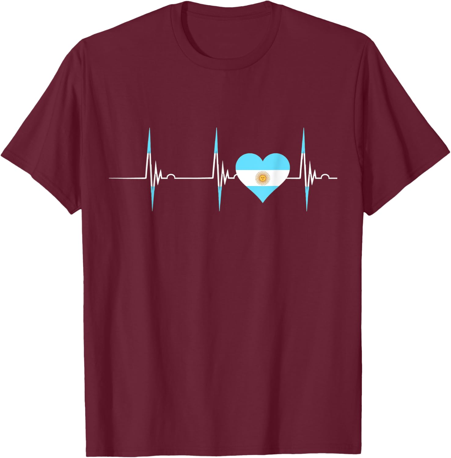 Argentina Heart Argentinian Heartbeat EKG Pulse Argentine T-Shirt - T-Shirt | Maroon