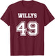 Jersey Style 49 1949 Willys 4x4 Vintage MB Army Truck Car T-Shirt - T-Shirt | Maroon