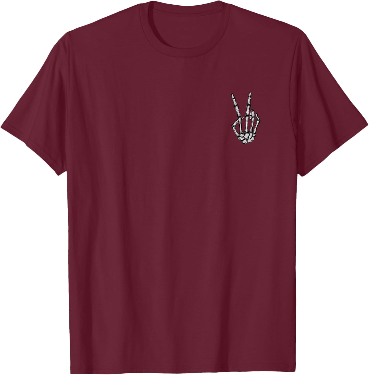 Skeleton Hand Peace Sign Funny Pocket Halloween Peace Lover T-Shirt - T-Shirt | Maroon