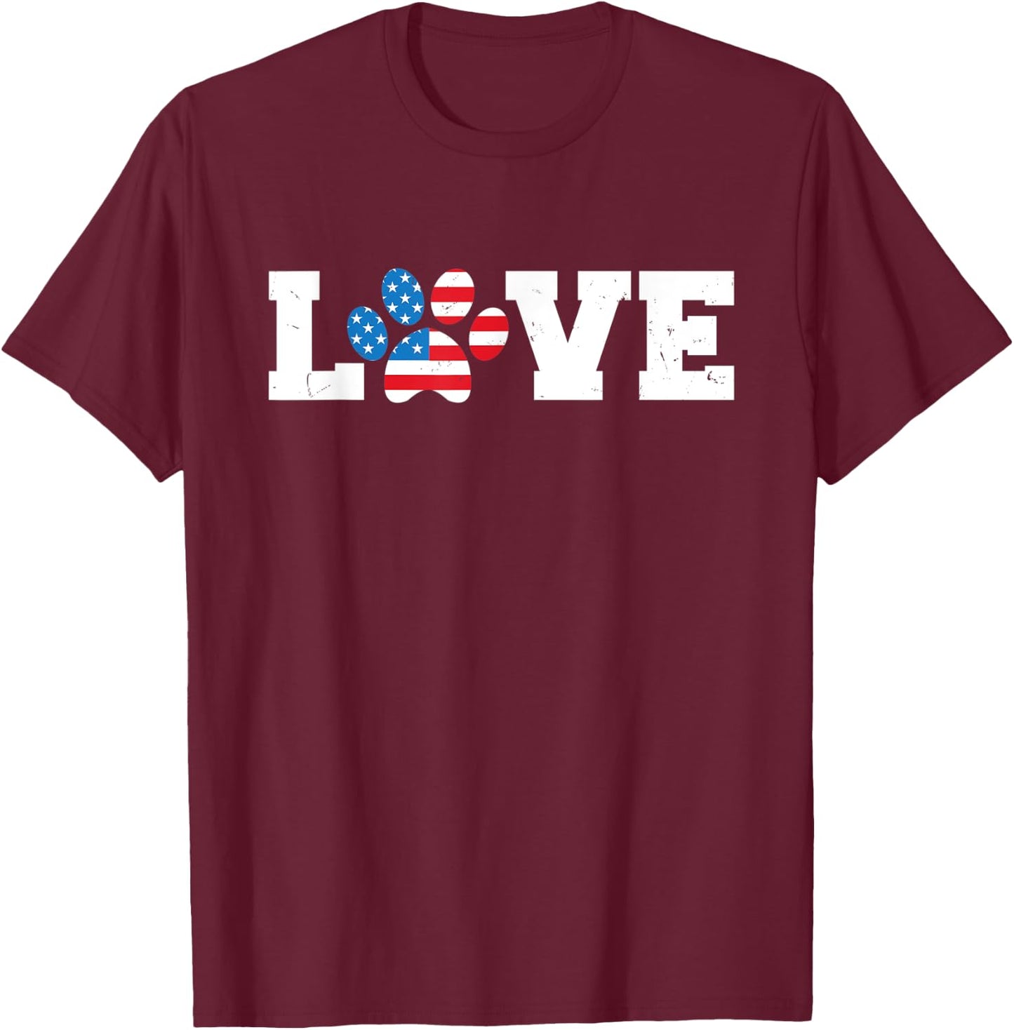 Vintage Love USA Dog Paw 4th of July Patriot Dogs Owner Gift Kids Men T-Shirt - T-Shirt | Maroon