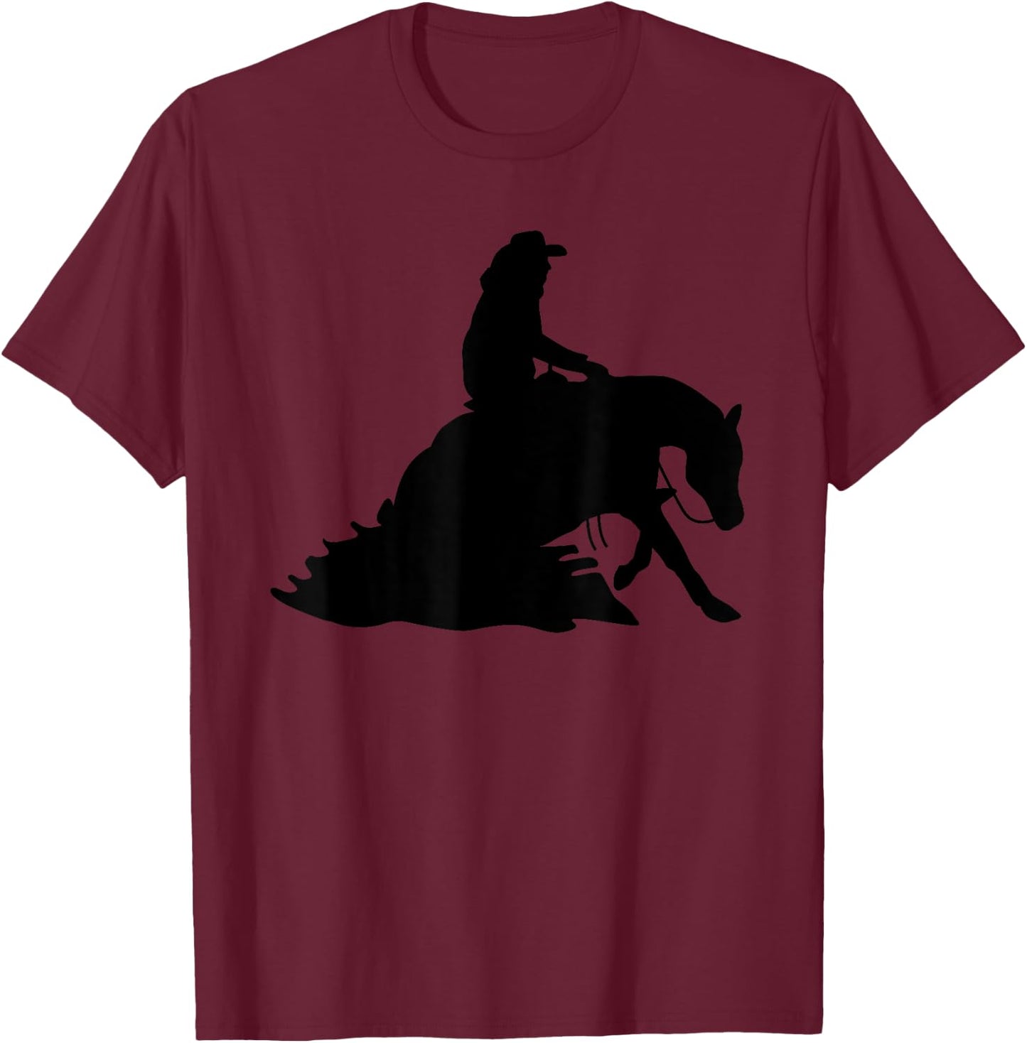 Silhouette Reining Horse Show Rider Cowboy Horseback Riding T-Shirt - T-Shirt | Maroon