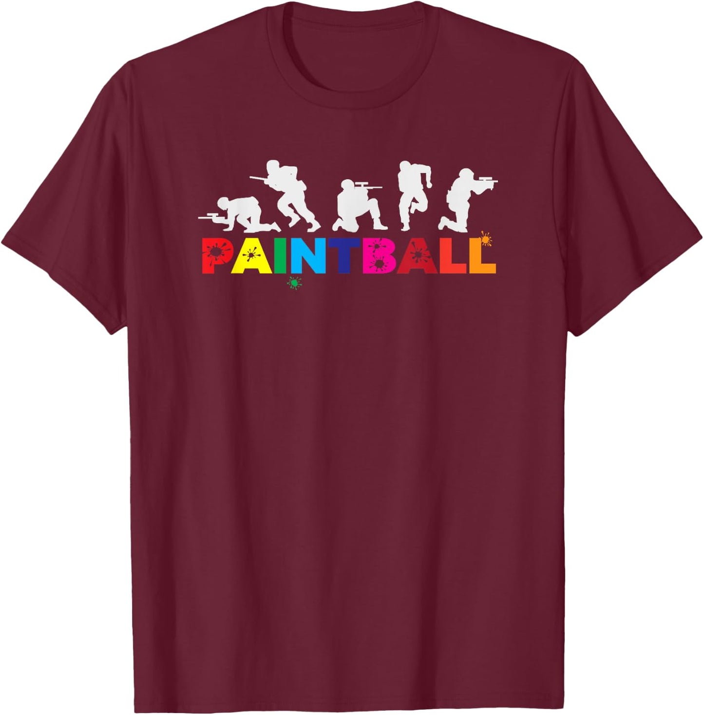 Cool Retro Paintball Player Splatter Paintball Gift T-Shirt - T-Shirt | Maroon