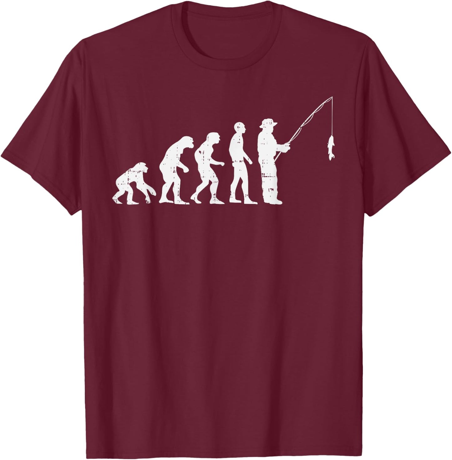 Evolution Of Man Fishing Funny Angling Fisherman Angler Gift T-Shirt - T-Shirt | Maroon