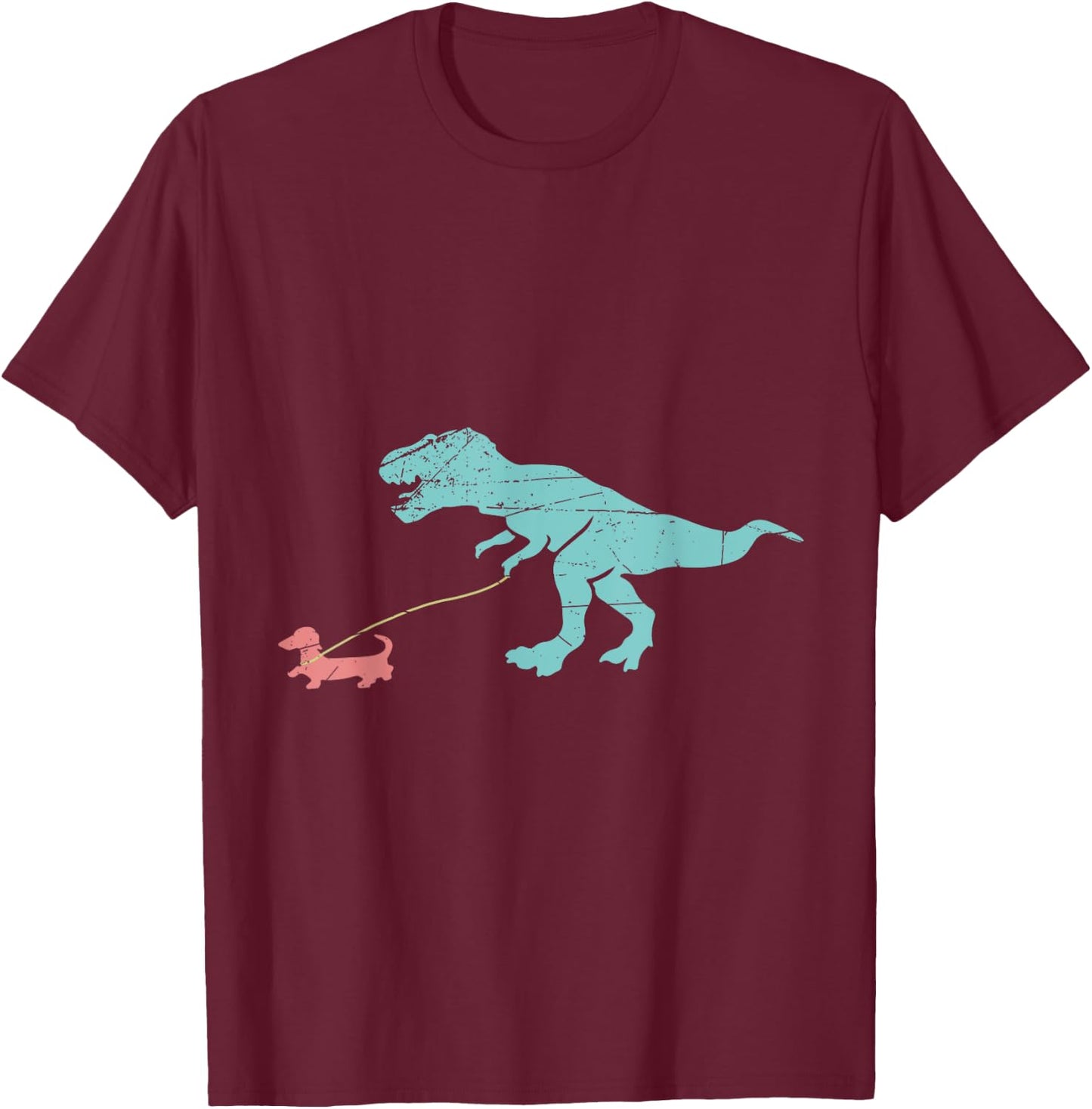 Funny Dinosaur Dachshund T-Shirt - T-Shirt | Maroon
