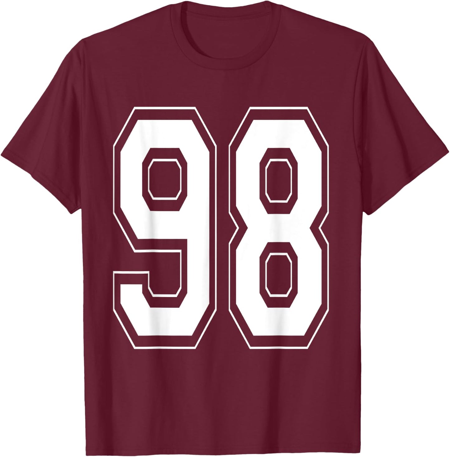 Number 98 Baseball Football Soccer Numbered Jersey T-Shirt - T-Shirt | Maroon