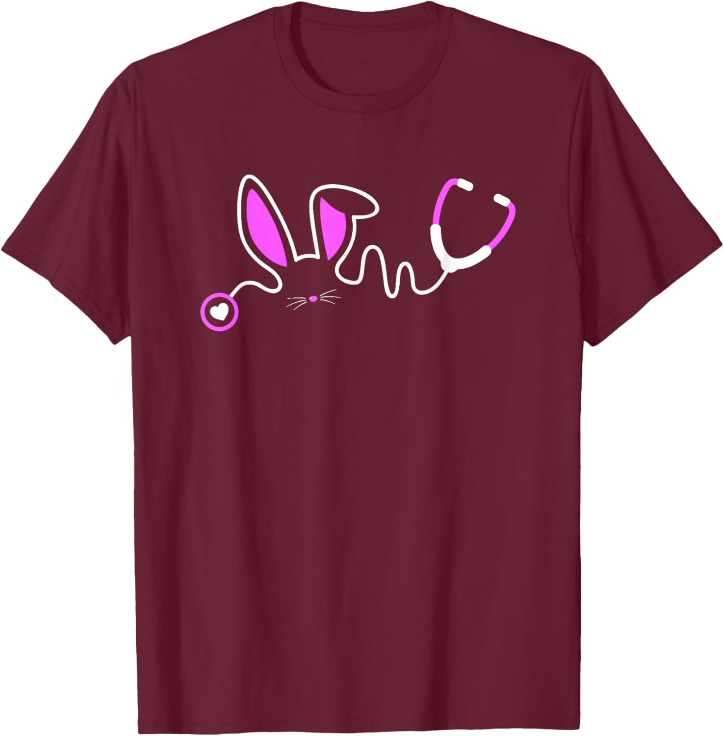 Stethoscope Easter Bunny T Shirt Nurse Doctor Egg Ears Funny T-Shirt - T-Shirt | Maroon