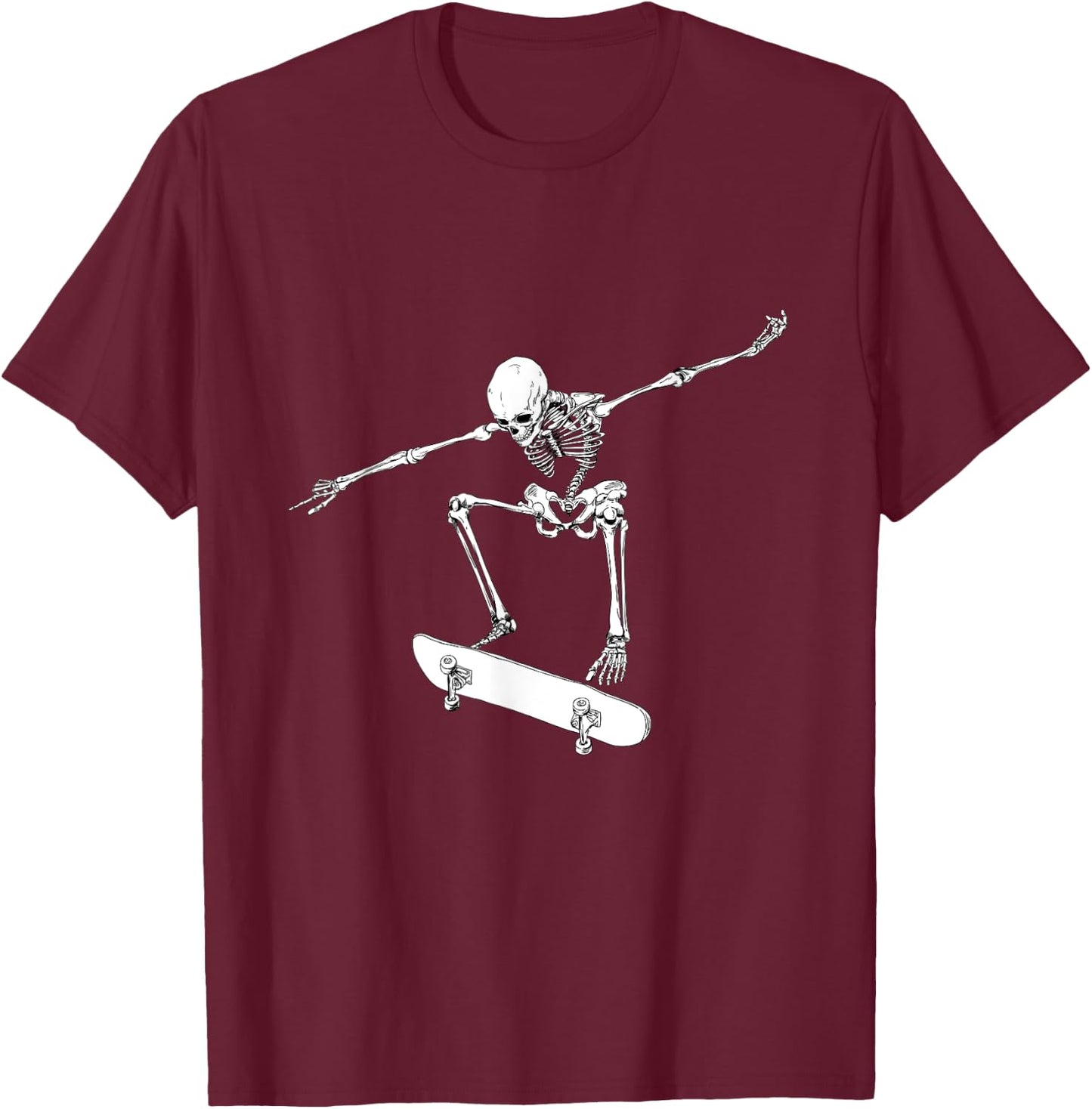 Halloween Skateboard Shirt Boy Skateboarding Men Skeleton T-Shirt - T-Shirt | Maroon