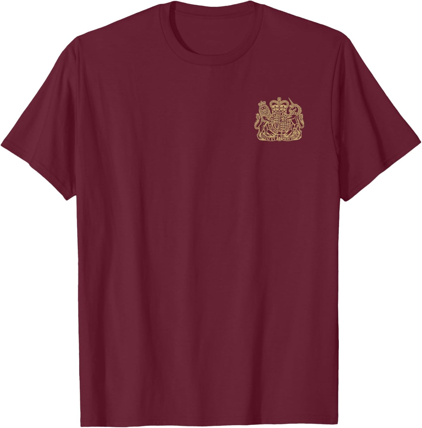 United Kingdom Uk Coat of Arms Lion and Unicorn Symbol T-Shirt - T-Shirt | Maroon