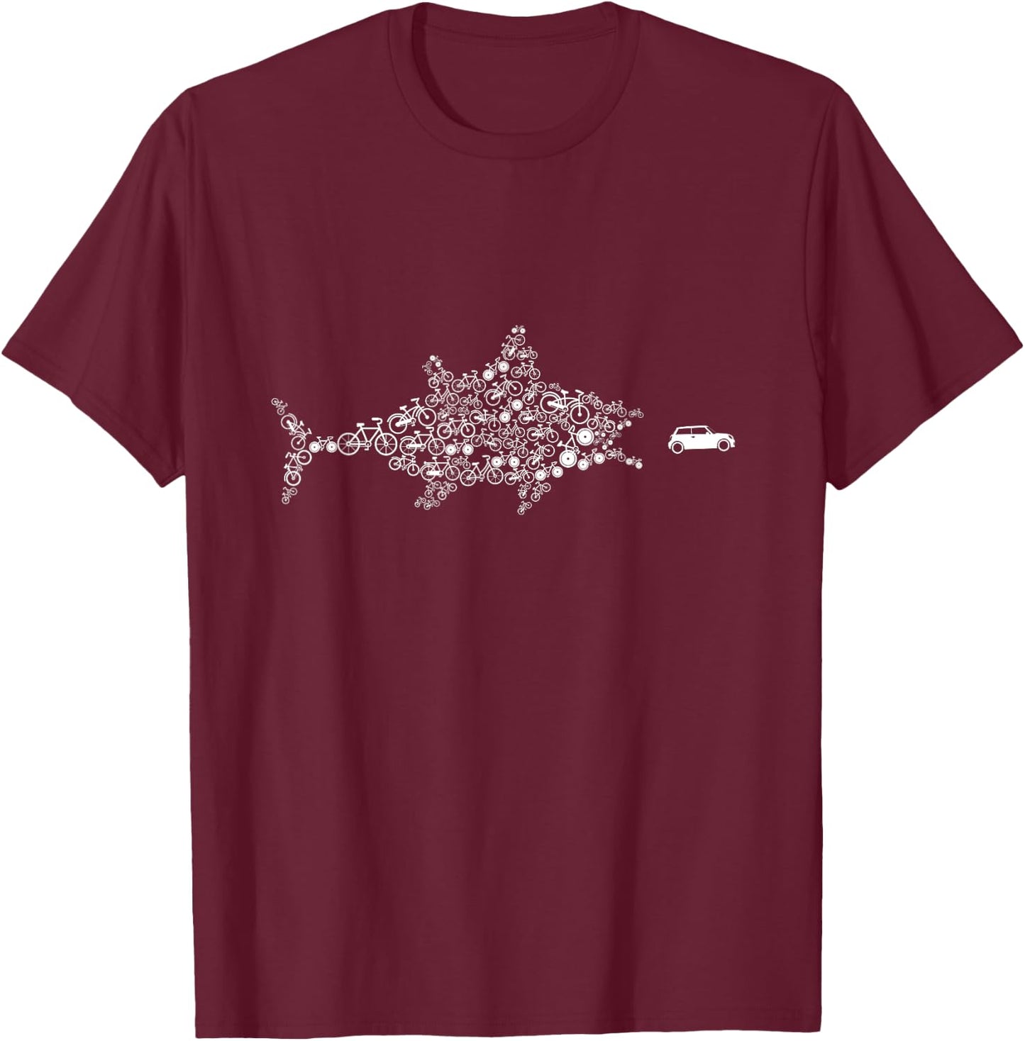Bicycle Fish Car Biking Cycling Ride Bike Cyclist BMX Gift T-Shirt - T-Shirt | Maroon