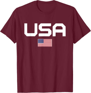 American Flag Cool Patriotic Men Women 4th of July USA Flag T-Shirt - T-Shirt | Maroon