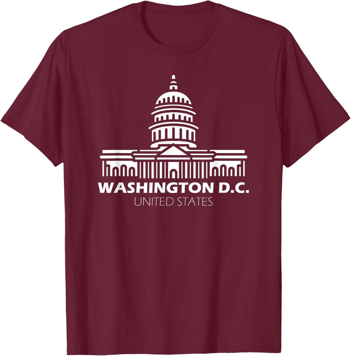 Washington DC Capitol Hill USA City Landmark Souvenir Adults T-Shirt - T-Shirt | Maroon