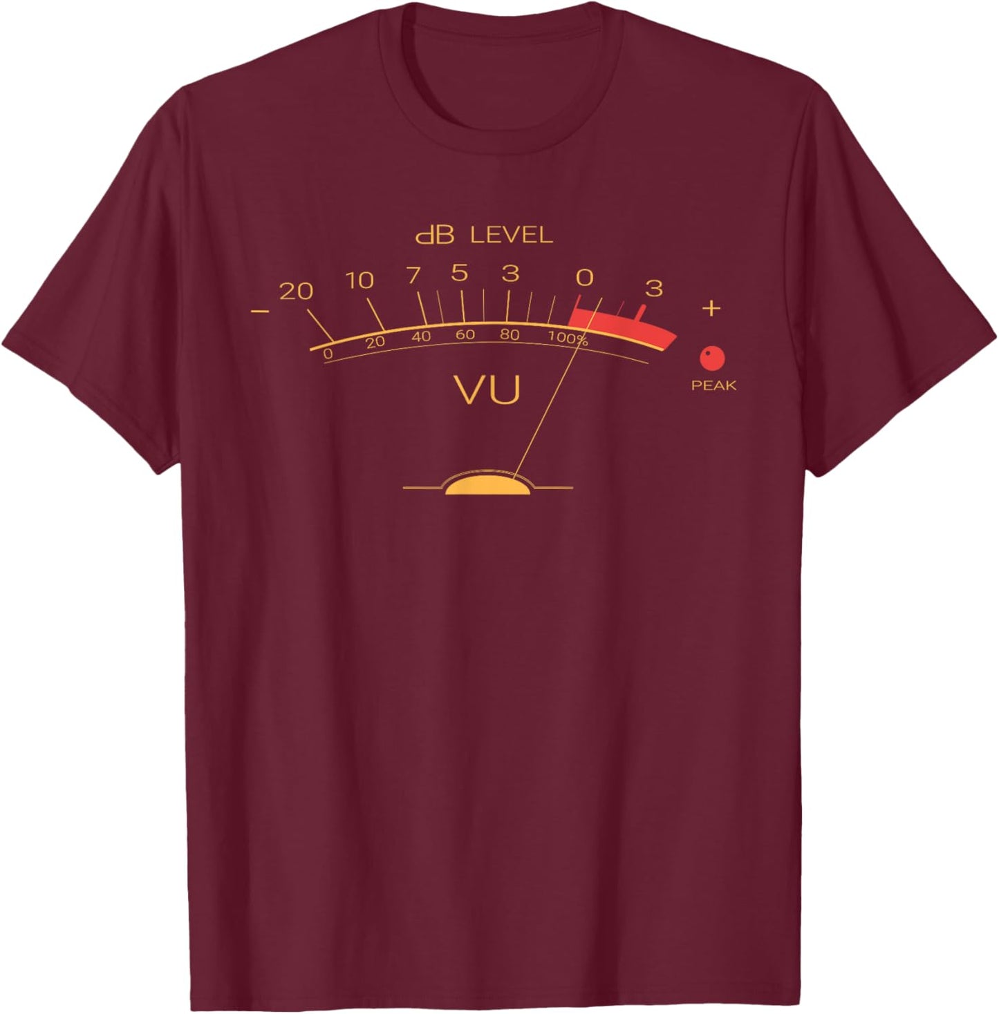 Volume VU Meter T-Shirt - T-Shirt | Maroon