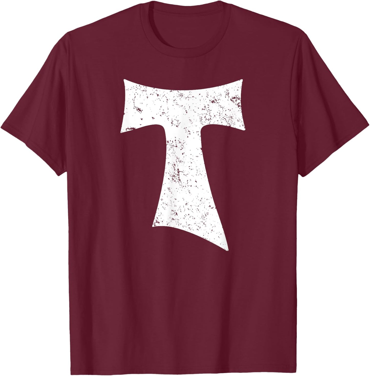 Tau Cross Franciscan Saint Anthony's Cross Catholic T-Shirt - T-Shirt | Maroon