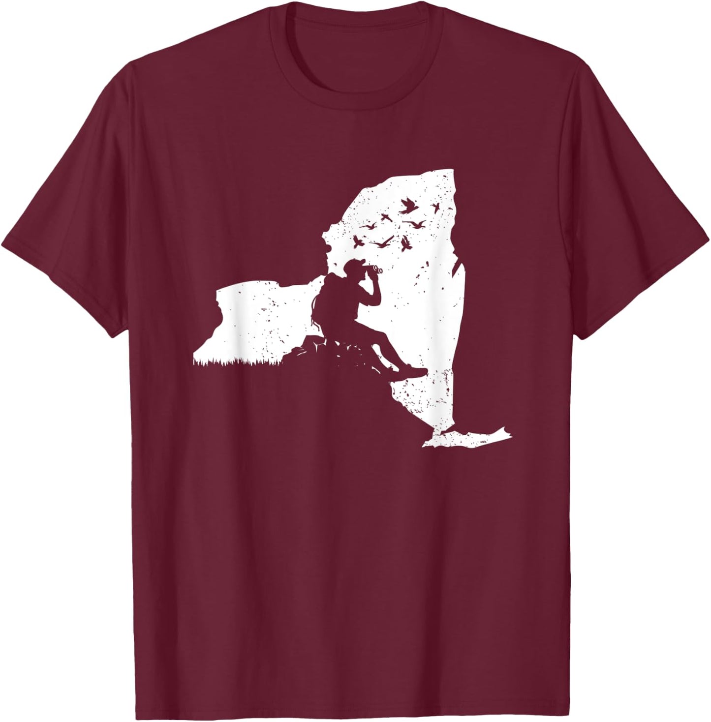 New York Bird Watching Design Birding Binoculars Birdwatcher T-Shirt - T-Shirt | Maroon