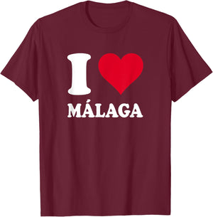Red Heart I Love Málaga T-Shirt - T-Shirt | Maroon