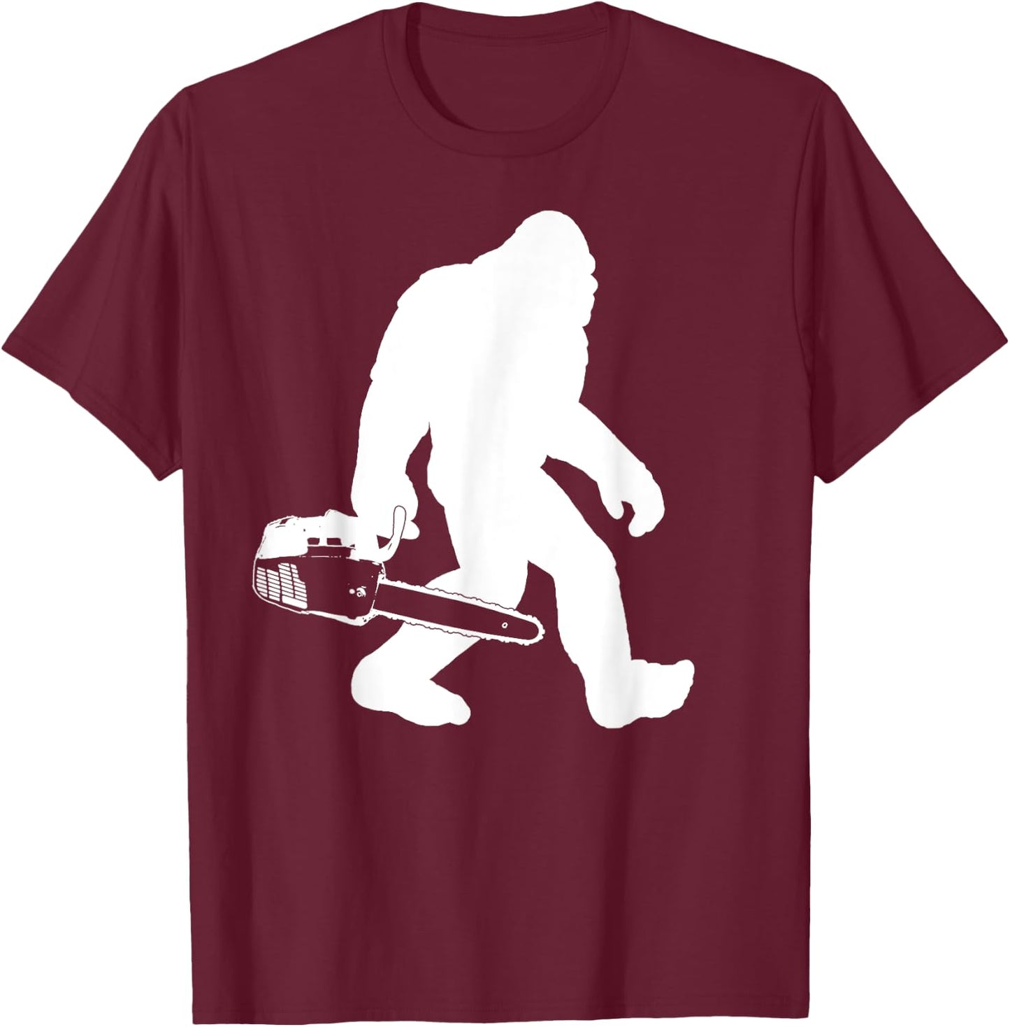 Lumberjack Bigfoot Chainsaw Sasquatch Logger Funny T-Shirt - T-Shirt | Maroon