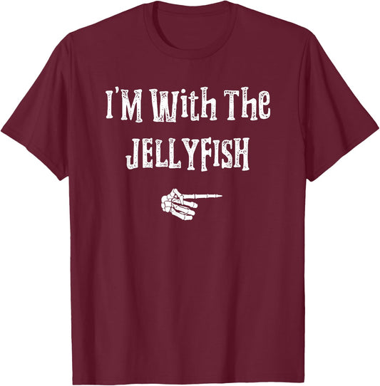 I'm with Jellyfish Halloween Costume Funny Couples Matching T-Shirt - T-Shirt | Maroon