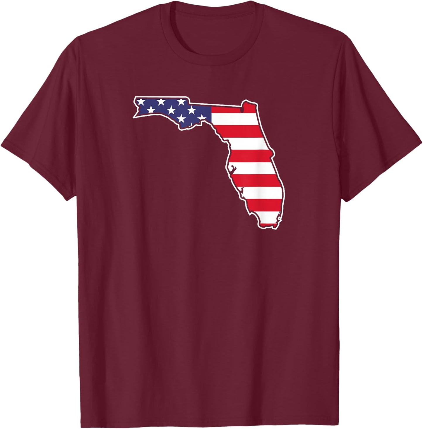 Florida USA Flag State Outline Patriotic American Women Kids Men T-Shirt - T-Shirt | Maroon