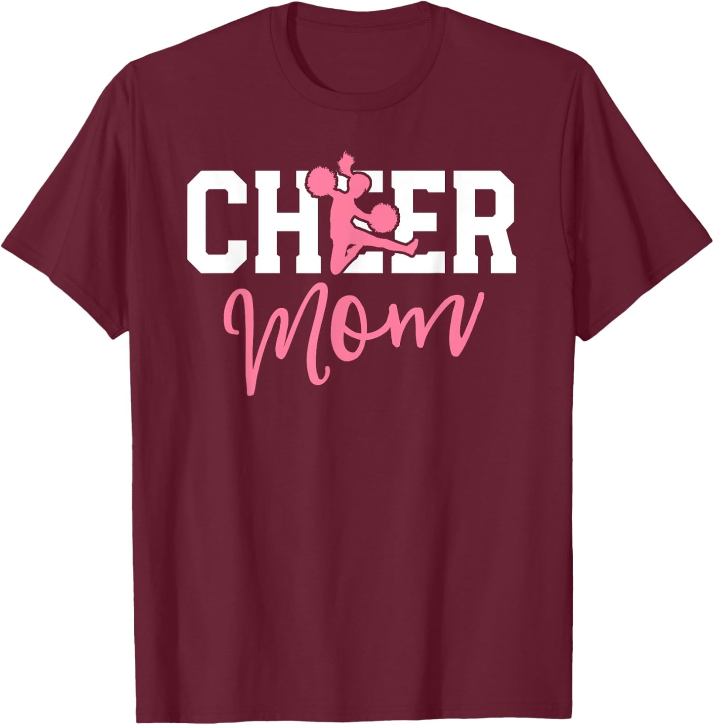 Pink Cheerleader Mom Shirt Cheer Mom Gifts Mama Mother T-Shirt - T-Shirt | Maroon