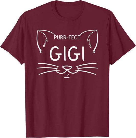 Purr-fect Gigi Funny Cat Lover Grandmother Kitty Owner Women Girls Kids T-Shirt - T-Shirt | Maroon