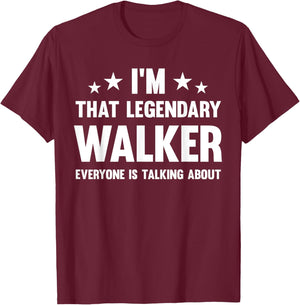 Funny Walker Name Designs Store Walker Personal First Name I'm That Legendary Walker - -Adults & Kids, Black, Small, Short Sleeve, Modern Classic, Spread Collar, Polyester 100% T-Shirt - T-Shirt | Maroon