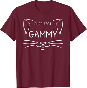 Purr-fect Gammy Funny Cat Lover Grandmother Kitty Owner T-Shirt - T-Shirt | Maroon