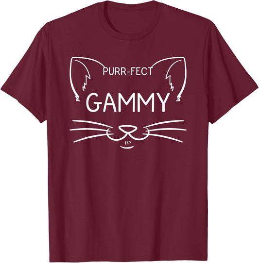 Purr-fect Gammy Funny Cat Lover Grandmother Kitty Owner T-Shirt - T-Shirt | Maroon
