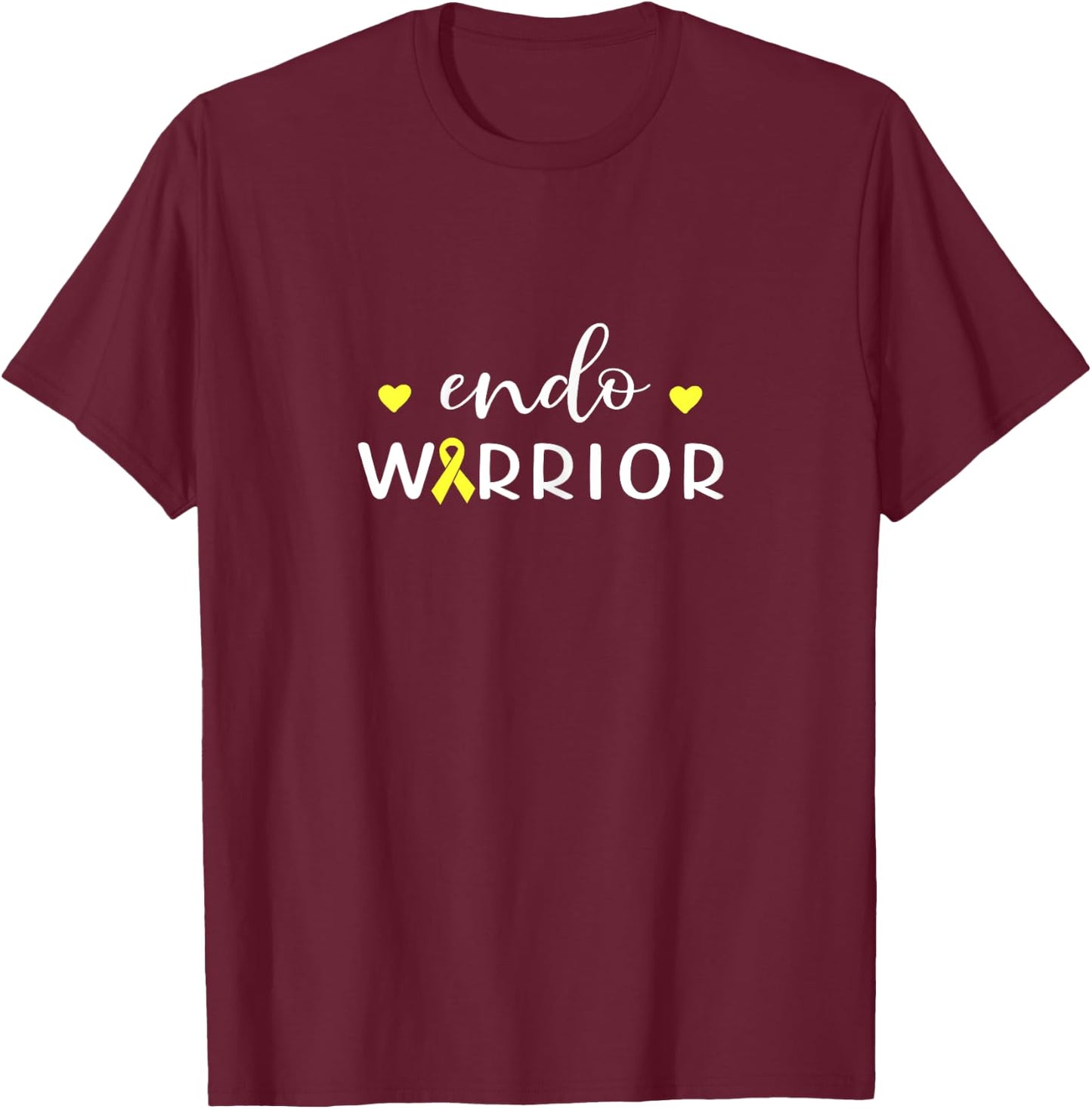 Endo Warrior Yellow Ribbon Endometriosis Awareness Month T-Shirt - T-Shirt | Maroon