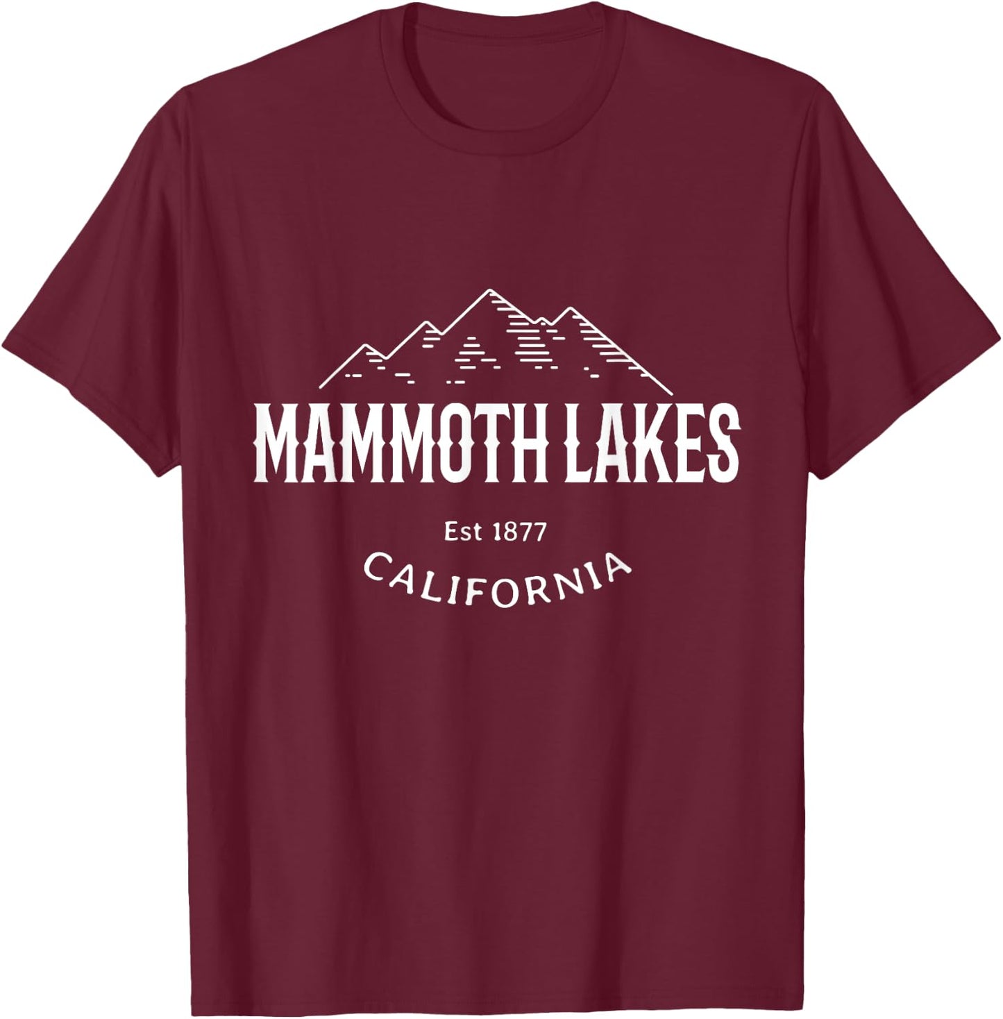Retro Cool Mammoth Lakes CA Sierra Nevada Novelty Art T-Shirt - T-Shirt | Maroon