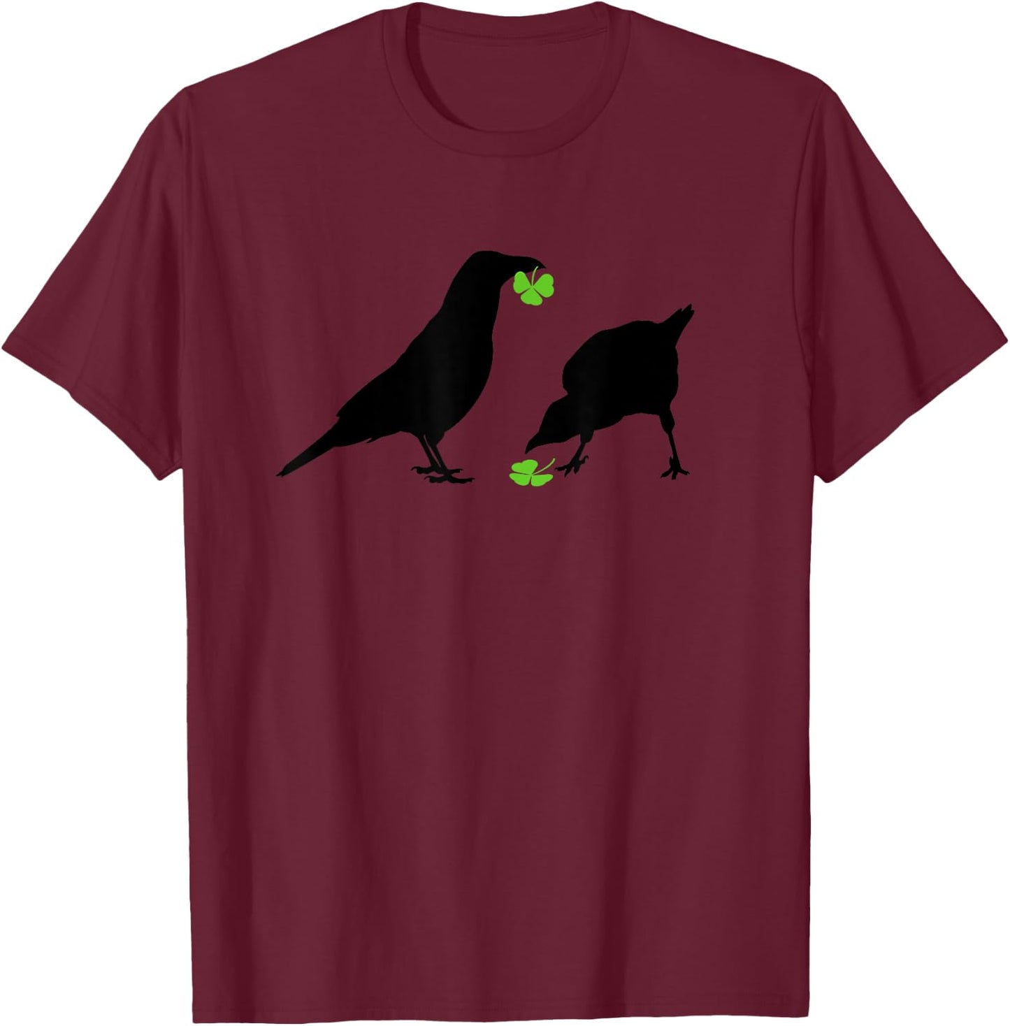 Saint Patrick's Day Shamrock Crows for Bird Lovers T-Shirt - T-Shirt | Maroon