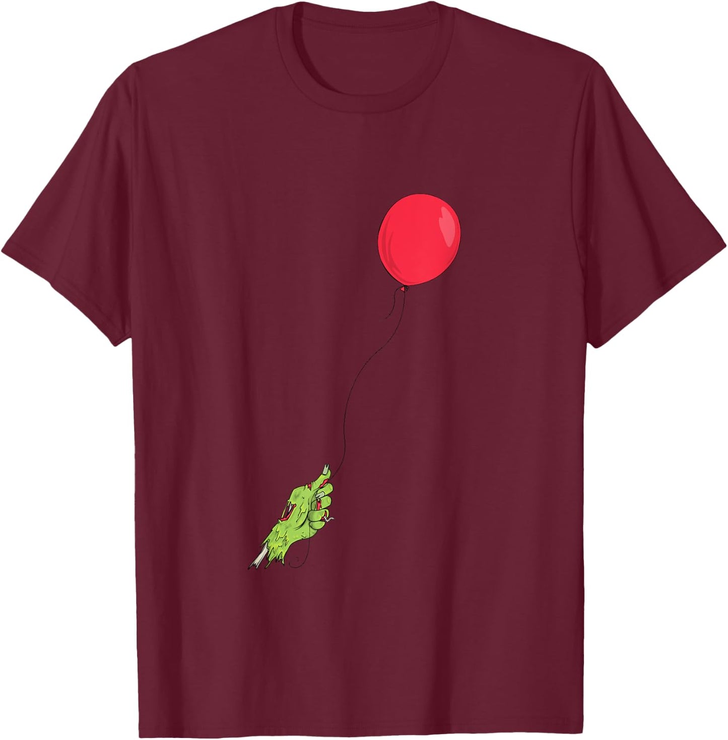 Funny Zombie Apocalypse Balloon Floating One Zombie Hand T-Shirt - T-Shirt | Maroon