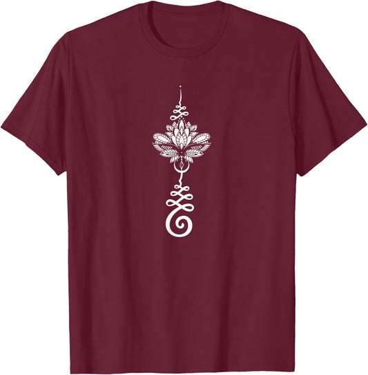 Perfect Design idea for Yoga Women Esoteric Unalome Lotus I Cosmic Boho Yoga T-Shirt - T-Shirt | Maroon