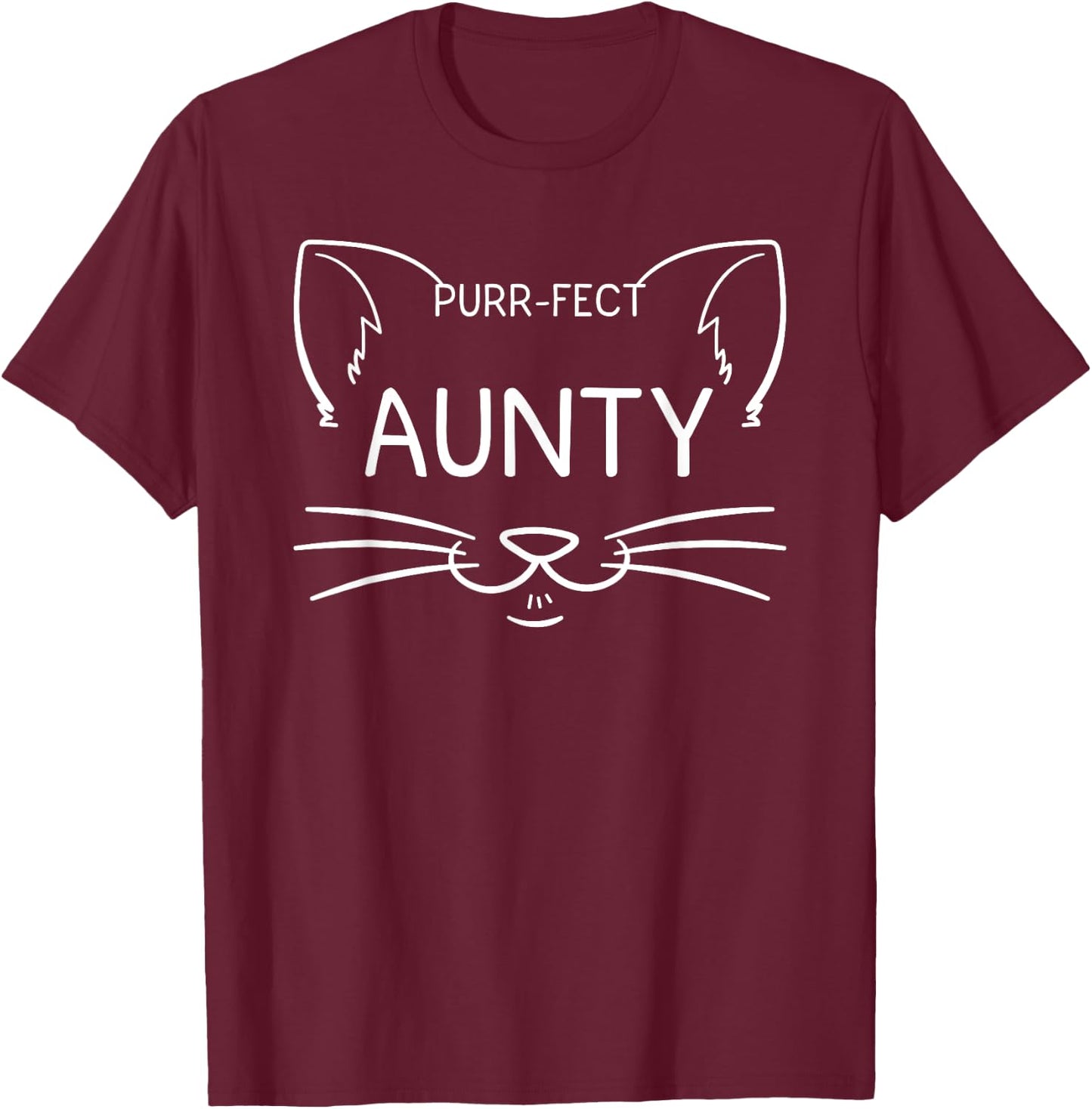 Purr-fect Aunty Funny Cat Lover Aunt Aunties Kitty Owner T-Shirt - T-Shirt | Maroon