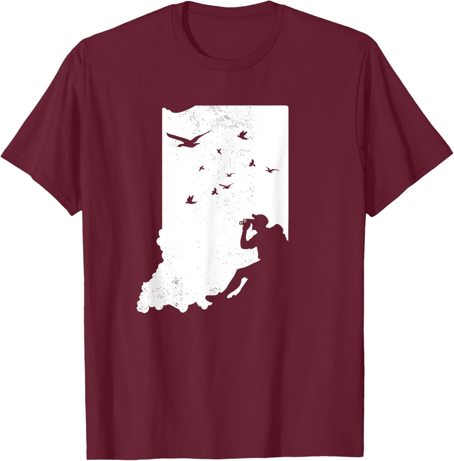 Indiana Bird Watching Design Birding Binoculars Birdwatcher T-Shirt - T-Shirt | Maroon