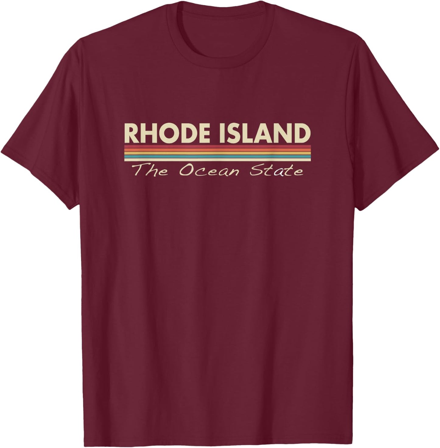 RHODE ISLAND - Vintage / Retro Stripes - Classic T-Shirt - T-Shirt | Maroon