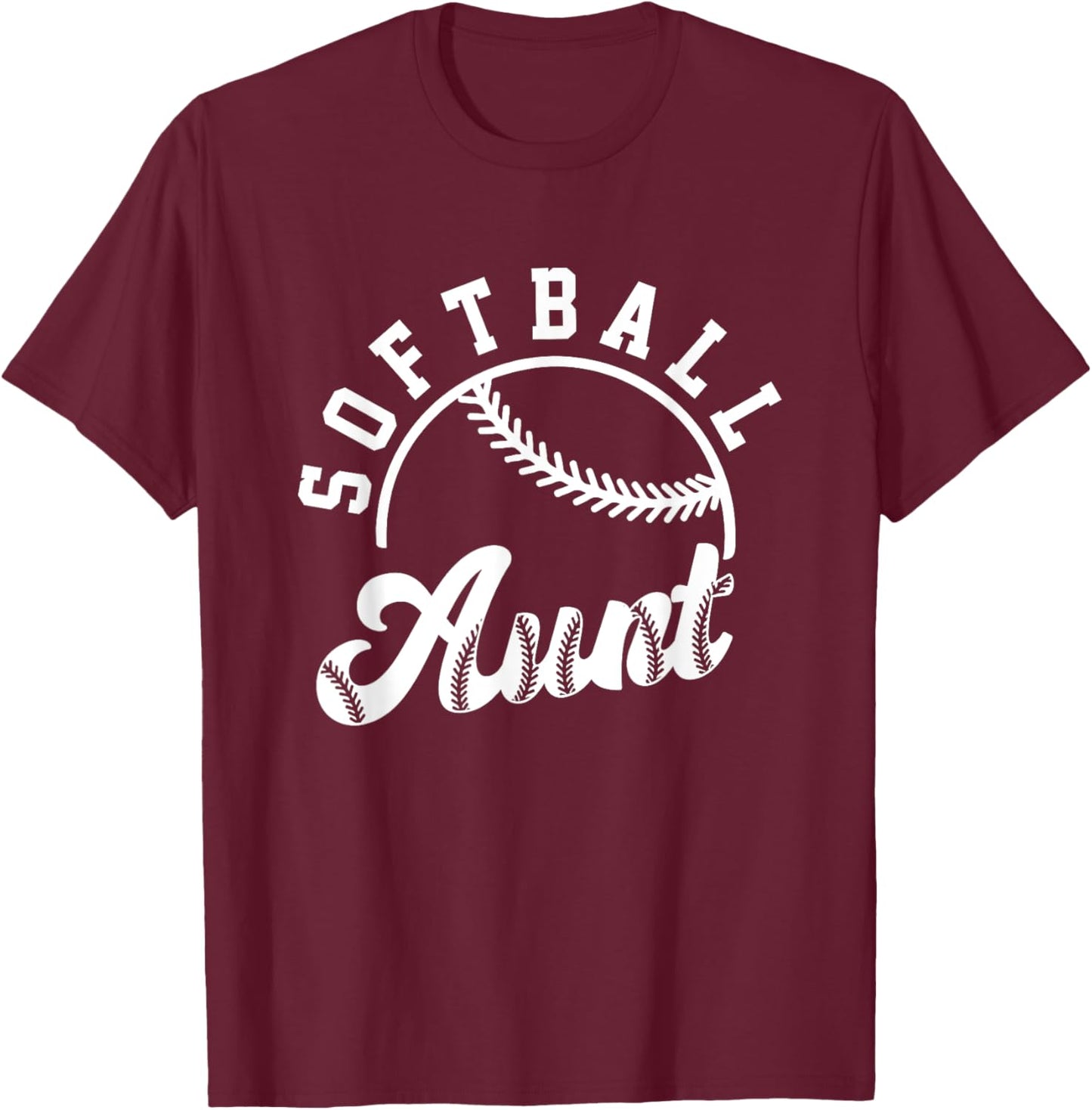Retro Vintage Softball Aunt Love Baller Gameday Matching T-Shirt - T-Shirt | Maroon