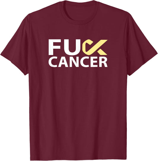 Fuck Bone Cancer F U FU Yellow Ribbon Cancer Awareness T-Shirt - T-Shirt | Maroon