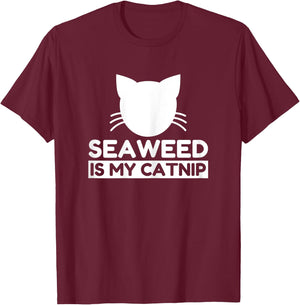Seaweed Lover Funny Cute Cat Gifts Women Kids T-Shirt - T-Shirt | Maroon