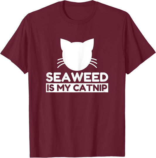 Seaweed Lover Funny Cute Cat Gifts Women Kids T-Shirt - T-Shirt | Maroon