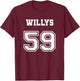 Jersey Style 59 1959 Willys 4x4 Vintage MB Army Truck Car T-Shirt - T-Shirt | Maroon
