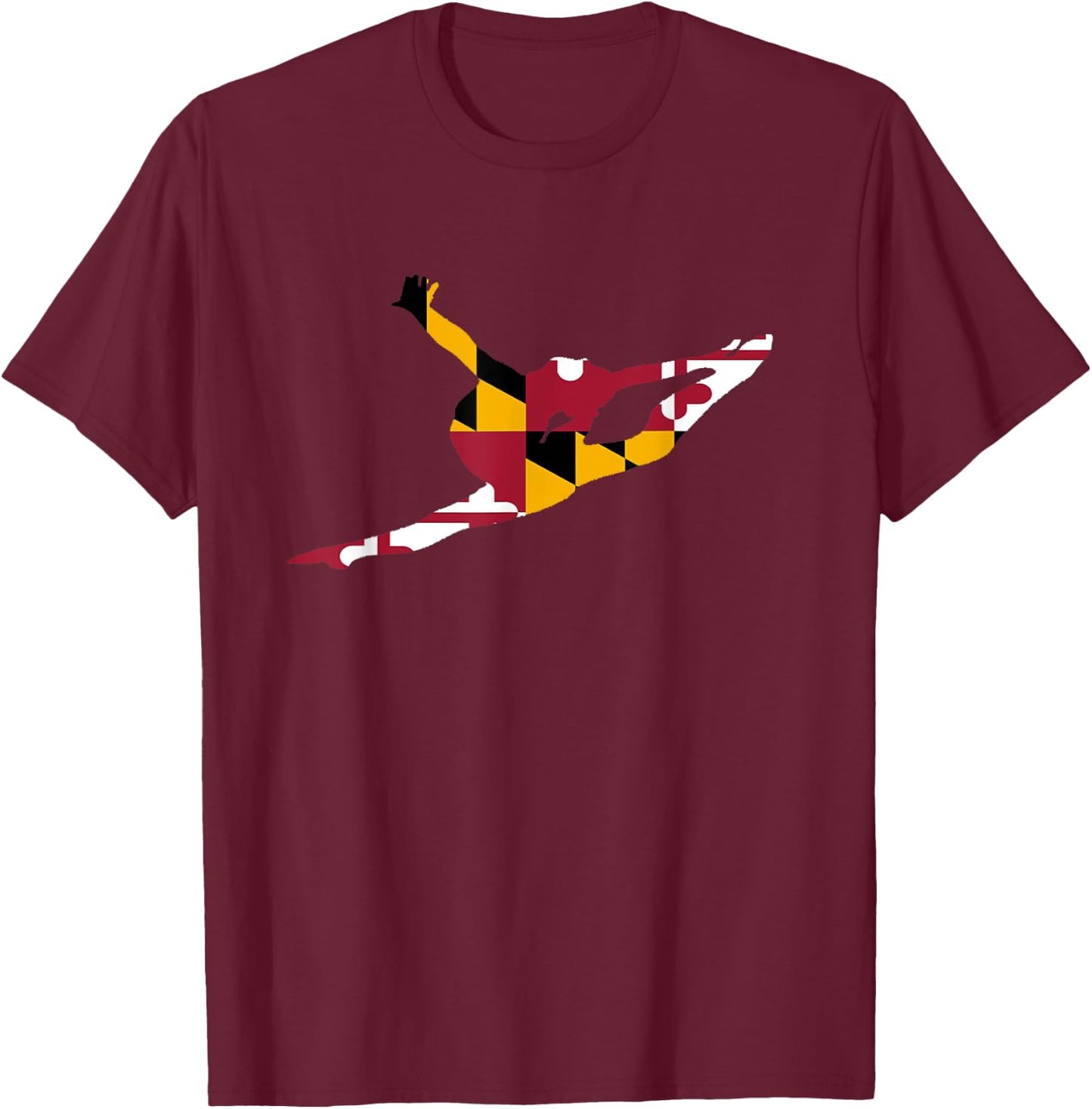 Gymnast Maryland State Flag Shirt Maryland Gymnastics T-Shirt - T-Shirt | Maroon
